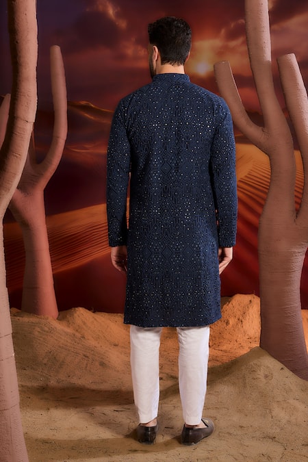 Kasbah Designer Blue Silk Classic Kurta 