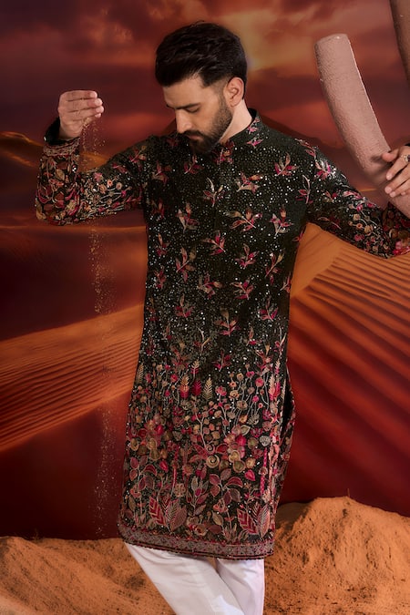 Kasbah Green Georgette Embroidery Designer Kurta 