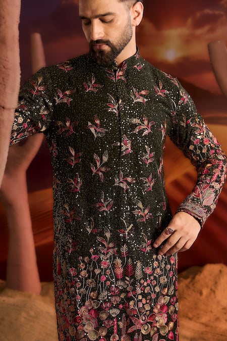 Buy Kasbah Green Georgette Embroidery Designer Kurta Online at Aza Fashions Buy_Kasbah_Green Georgette Embroidery Designer Kurta _Online_at_Aza_Fashions