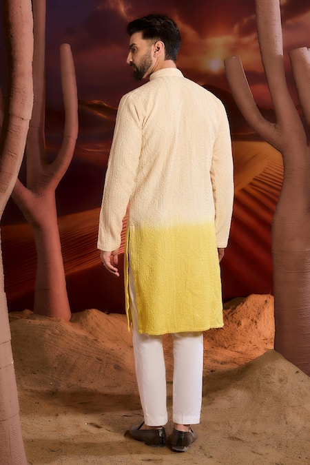 Kasbah Designer Silk Kurta in Yellow 