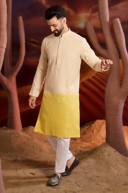 Kasbah Yellow Silk Designer Kurta In Online at Aza Fashions Kasbah_Yellow Silk Designer Kurta In _Online_at_Aza_Fashions