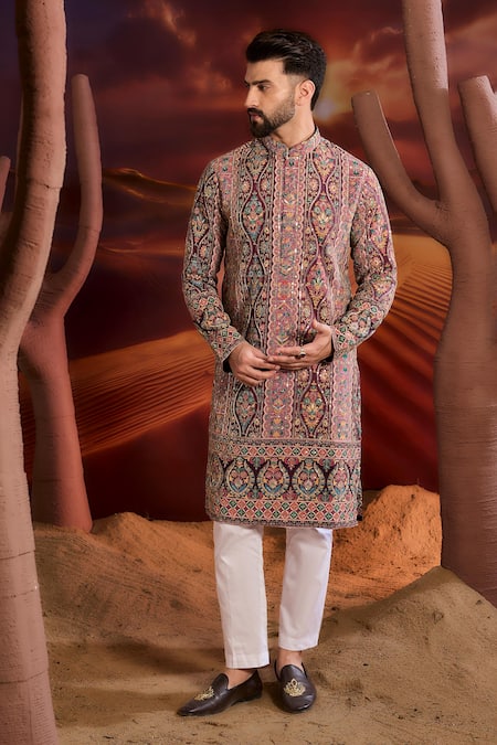 Kasbah Purple Georgette Embroidery Designer Classic Kurta Online at Aza Fashions Kasbah_Purple Georgette Embroidery Designer Classic Kurta _Online_at_Aza_Fashions