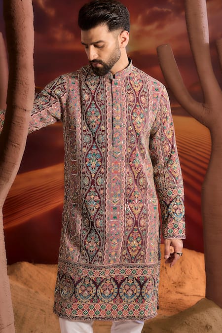Kasbah Purple Georgette Embroidery Designer Classic Kurta 