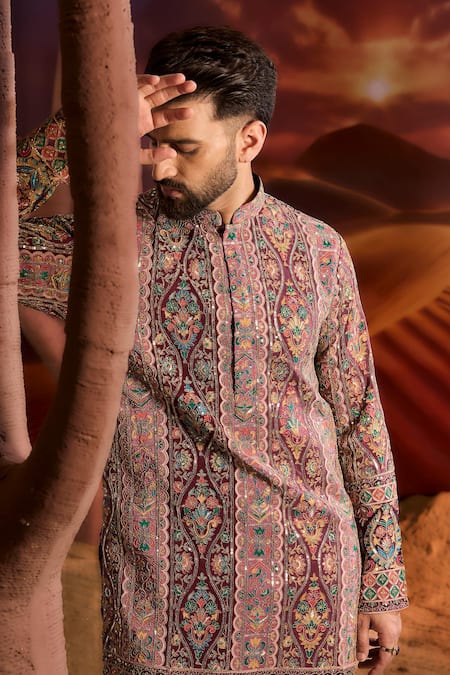 Buy Kasbah Purple Georgette Embroidery Designer Classic Kurta Online at Aza Fashions Buy_Kasbah_Purple Georgette Embroidery Designer Classic Kurta _Online_at_Aza_Fashions