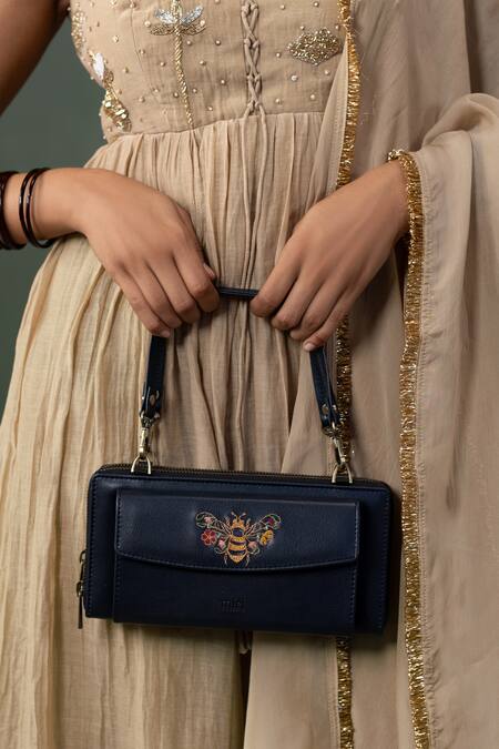 Buy Miri Blue Embroidery Hand Wallet Wrist Sling Online at Aza Fashions Buy_Miri_Blue Embroidery Hand Wallet Wrist Sling _Online_at_Aza_Fashions