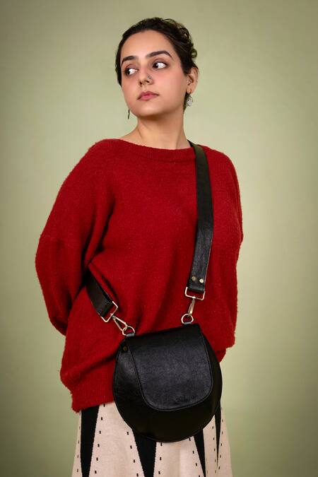 Shop_Miri_Black Embroidery Designer White Daisy Sling Bag _Online_at_Aza_Fashions