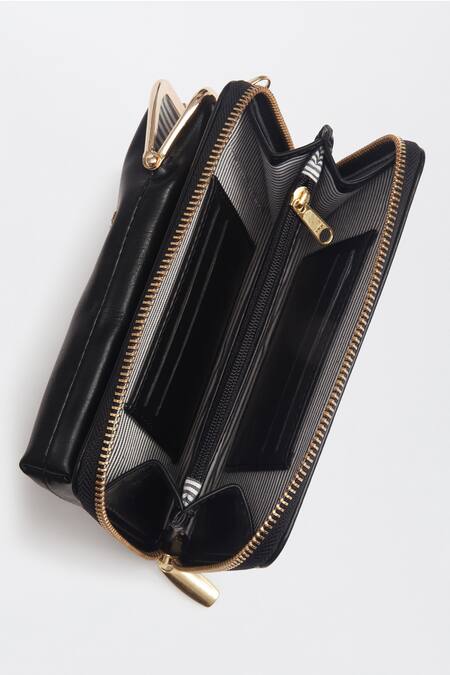 Buy_Miri_Black Embroidery, Zari Hand Peacock Mobile Wallet Sling 