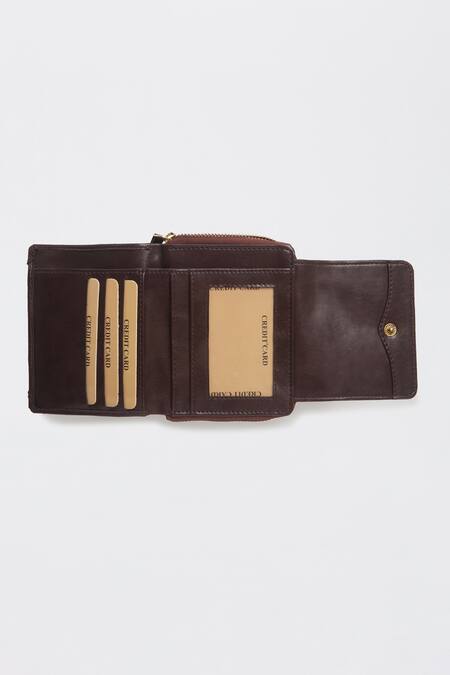 Miri_Brown Embroidery Peekaboo Wallet _Online_at_Aza_Fashions