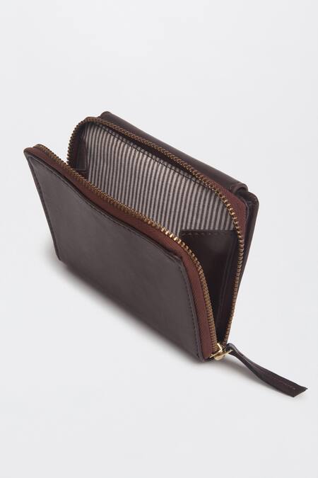 Shop_Miri_Brown Embroidery Peekaboo Wallet _Online_at_Aza_Fashions