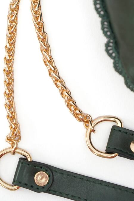 Buy_Miri_Olive Green Embroidery, Zari Hand Roses Potli Bag 