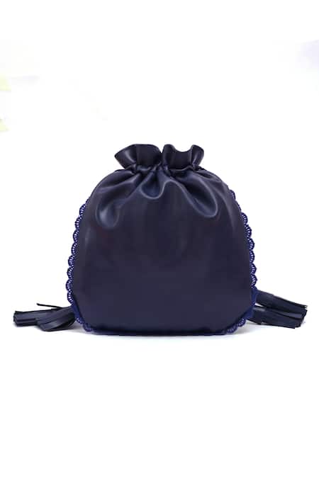 Shop_Miri_Navy Embroidery Blue Hand Potli Bag _Online_at_Aza_Fashions