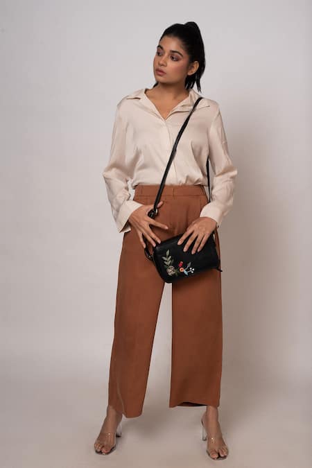 Miri Hand Embroidered Golden Rose Sling Bag 