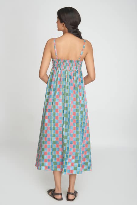 Sinjhar Blue Cotton Midi Dress 