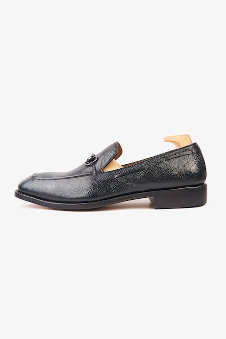 Whitemuds_Black Milled Slip On Shoes _Online_at_Aza_Fashions