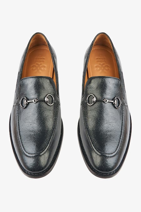 Whitemuds Black Milled Slip On Shoes 