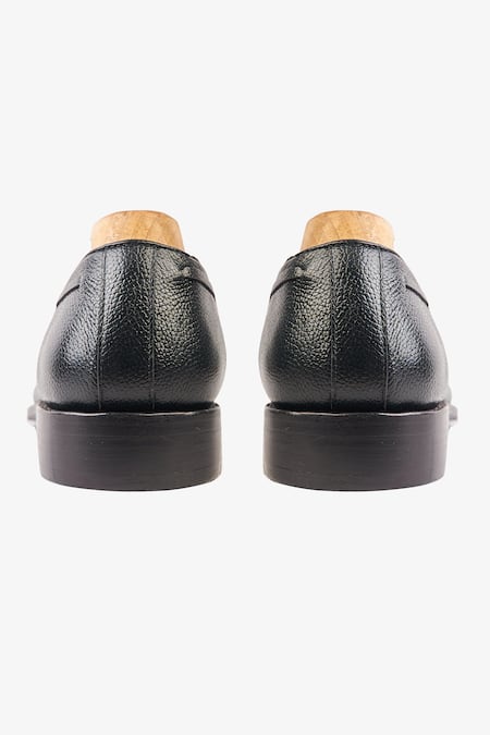 Shop_Whitemuds_Black Milled Slip On Shoes _Online_at_Aza_Fashions