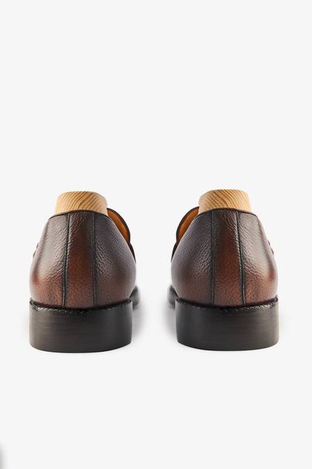 Shop Whitemuds Brown Buckles Chatham Slip Ons Online at Aza Fashions Shop_Whitemuds_Brown Buckles Chatham Slip Ons _Online_at_Aza_Fashions