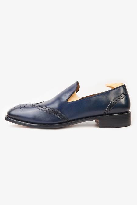 Whitemuds_Blue Jermyn Navy Slip Ons _Online_at_Aza_Fashions