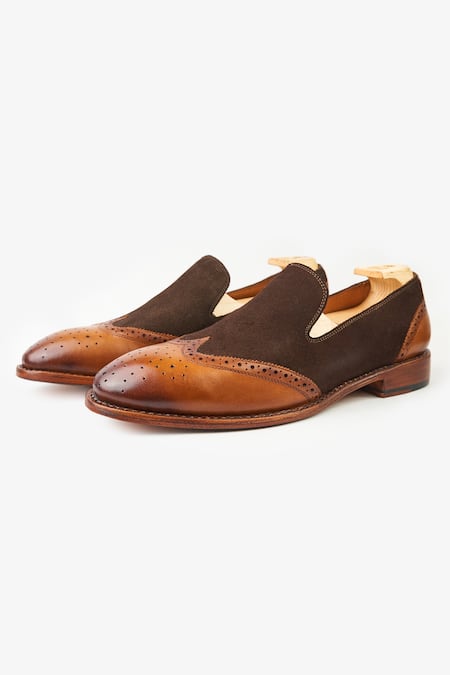 Whitemuds Brown Suede Slip On Shoes 