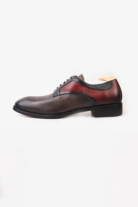 Whitemuds_Brown Dover Gray Burgundy Derby Shoes _Online_at_Aza_Fashions