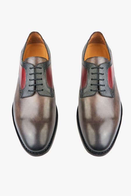 Whitemuds Dover Gray Burgundy Derby Shoes 