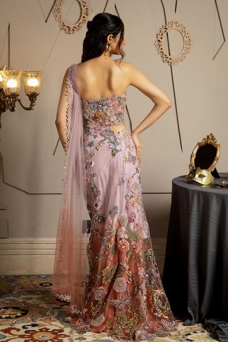 Moledro Elysia Shimmer Net Saree Gown 