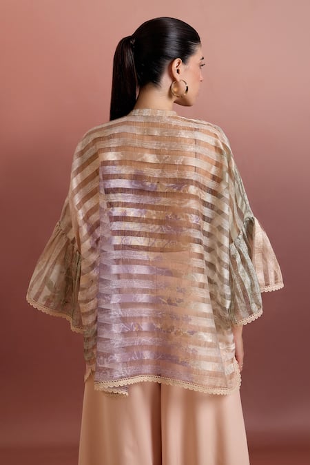 Pankaj & Nidhi Multi Color Embroidered Organza Top 