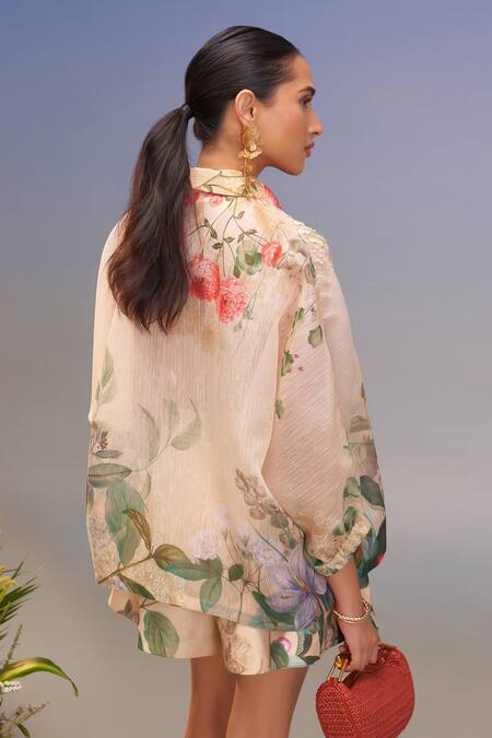 Pankaj & Nidhi Embellished Relaxed Shirt & Pleated Skorts 