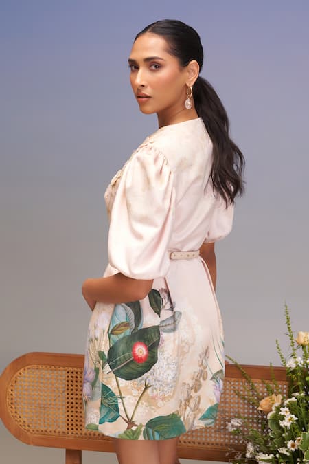 Pankaj & Nidhi Multi Color Floral Fit-and-Flare Dress 