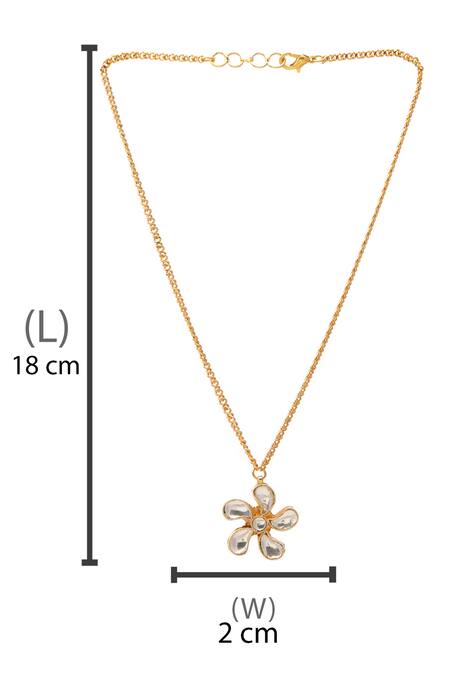 Buy_Ruby Raang_Gold Plated Polki Kundan Flower Necklace _Online_at_Aza_Fashions