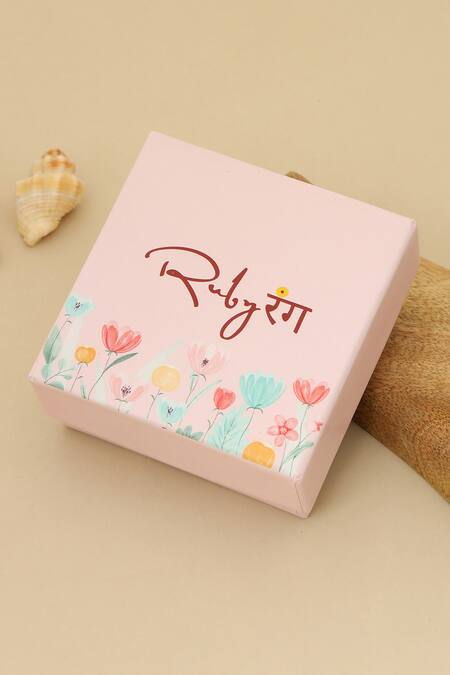 Ruby Raang_Gold Plated Polki Kundan Flower Necklace _at_Aza_Fashions