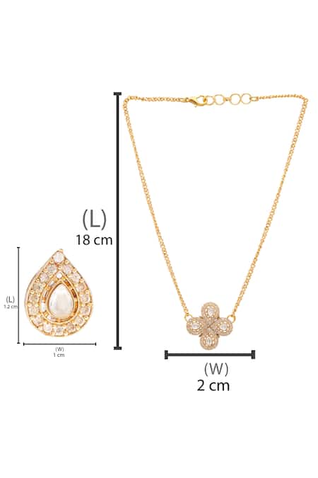 Shop Ruby Raang Gold Plated Stones, Pearls Polki Kundan Necklace Set Online at Aza Fashions Shop_Ruby Raang_Gold Plated Stones, Pearls Polki Kundan Necklace Set _Online_at_Aza_Fashions