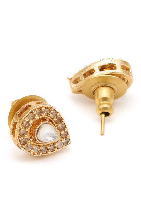 Buy_Ruby Raang_Gold Plated Stones, Pearls Polki Kundan Necklace Set 