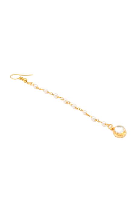 Ruby Raang_Gold Plated Pearls Polki Kundan Jewellery Set _Online_at_Aza_Fashions