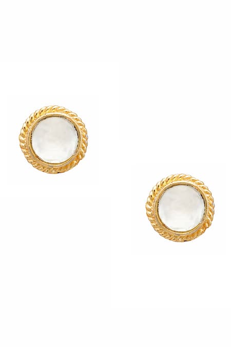 Buy_Ruby Raang_Gold Plated Pearls Polki Kundan Jewellery Set _Online_at_Aza_Fashions