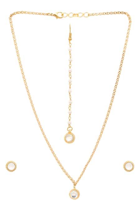 Ruby Raang Gold Plated Polki Kundan Jewellery Set 