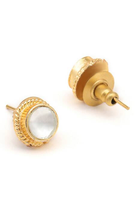 Shop Ruby Raang Gold Plated Pearls Polki Kundan Jewellery Set Shop_Ruby Raang_Gold Plated Pearls Polki Kundan Jewellery Set