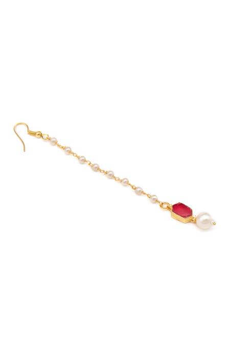 Ruby Raang_Maroon Gold Plated Kundan Jewellery Set _Online_at_Aza_Fashions