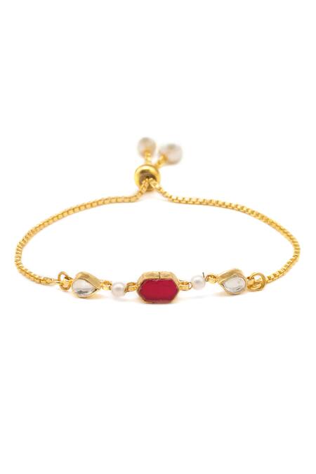 Buy_Ruby Raang_Maroon Gold Plated Kundan Jewellery Set _Online_at_Aza_Fashions