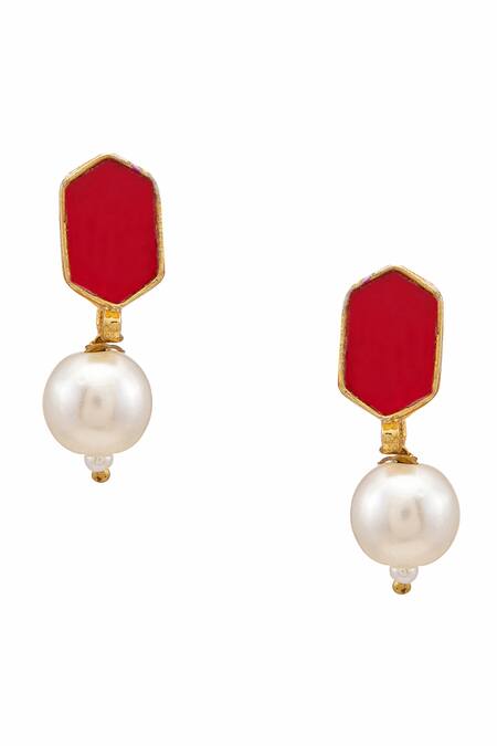 Buy_Ruby Raang_Maroon Gold Plated Kundan Jewellery Set 