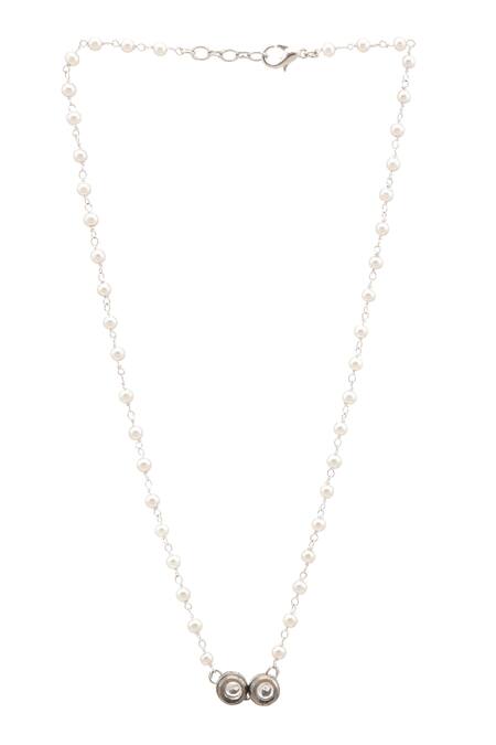 Ruby Raang_Silver Plated Pearls Kundan Jewellery Set _Online_at_Aza_Fashions