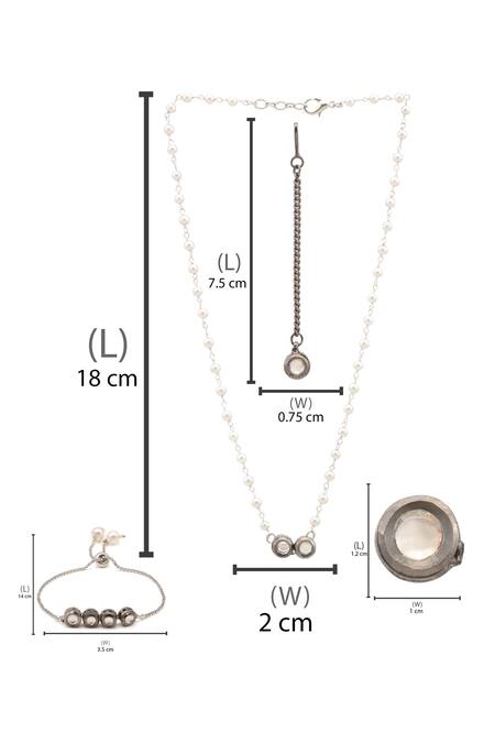 Shop Ruby Raang Silver Plated Pearls Kundan Jewellery Set Shop_Ruby Raang_Silver Plated Pearls Kundan Jewellery Set