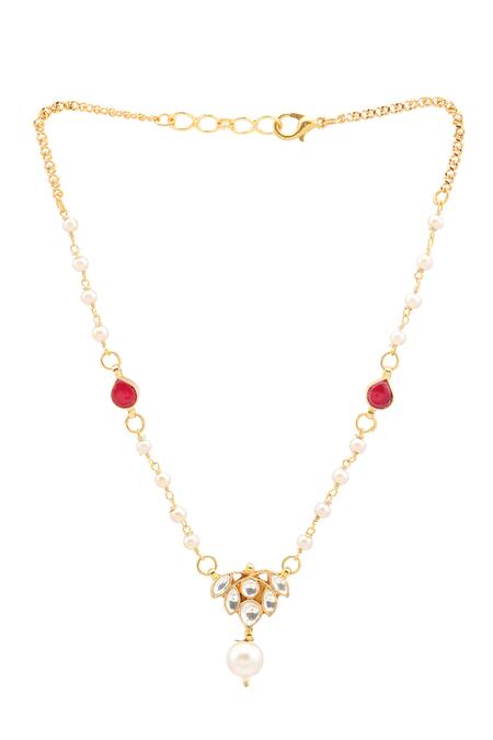 Shop_Ruby Raang_Maroon Gold Plated Jewellery Set _Online_at_Aza_Fashions