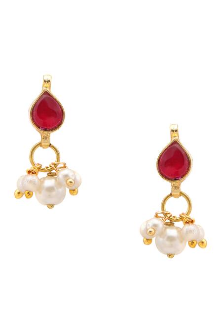 Ruby Raang_Maroon Gold Plated Jewellery Set _at_Aza_Fashions