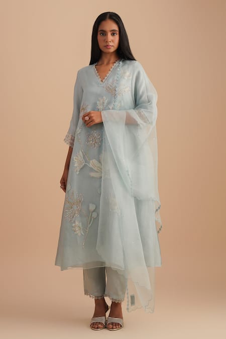 One Not Two Floral Lace Embroidered Dupatta