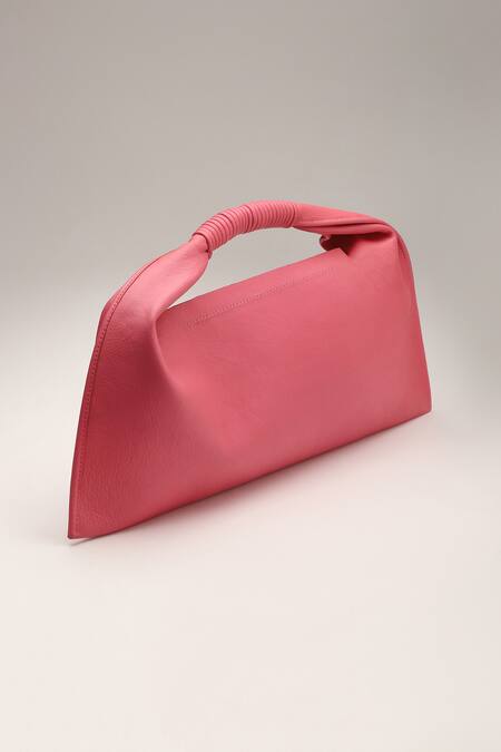 Buy_Tann-ED_Pink Julia Baguette Clutch _Online_at_Aza_Fashions