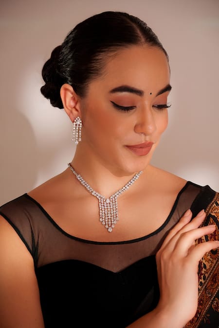 Zevar By Geeta Designer Faux Diamond Jewellery Set 