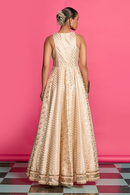 Priyanka Jain Vintage Rose Gold Anarkali Set 