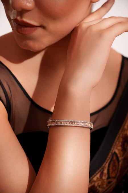 ZEVAR BY GEETA Silver Plated Diamonds Designer Faux Bracelet 