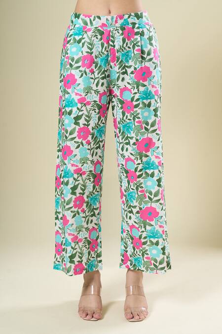 Buy Samyukta Singhania Pink Cotton Split V-neck Floral Print Kurta And Pant Set Buy_Samyukta Singhania_Pink Cotton Split V-neck Floral Print Kurta And Pant Set